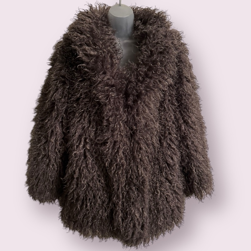 Purpelish💝brown Real Mongolian  Fur Coat